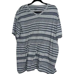 Mossimo Mens Gray & Navy Striped V-Neck Short Sleeve T-Shirt L